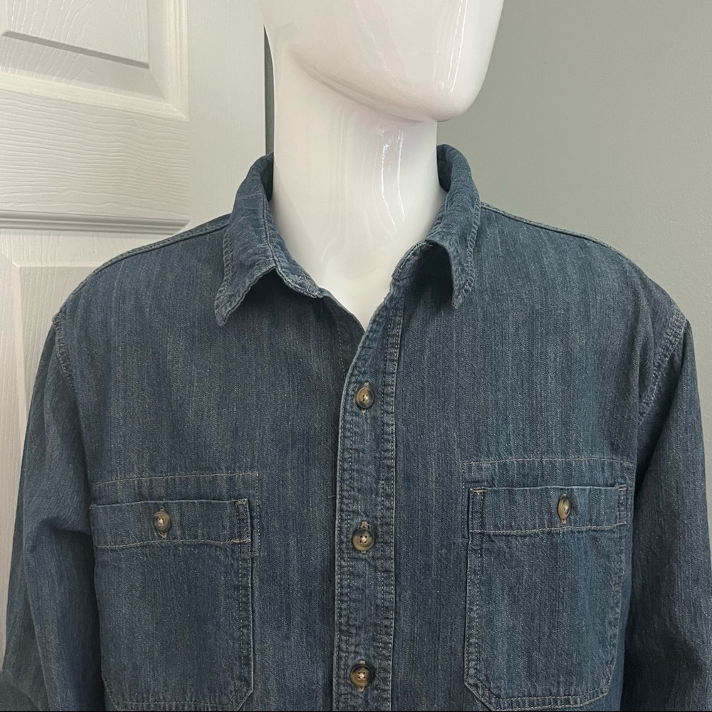 Dickies Dirty Denim Long Sleeve Button Down Work Shirt SIze XL - Picture 2 of 16